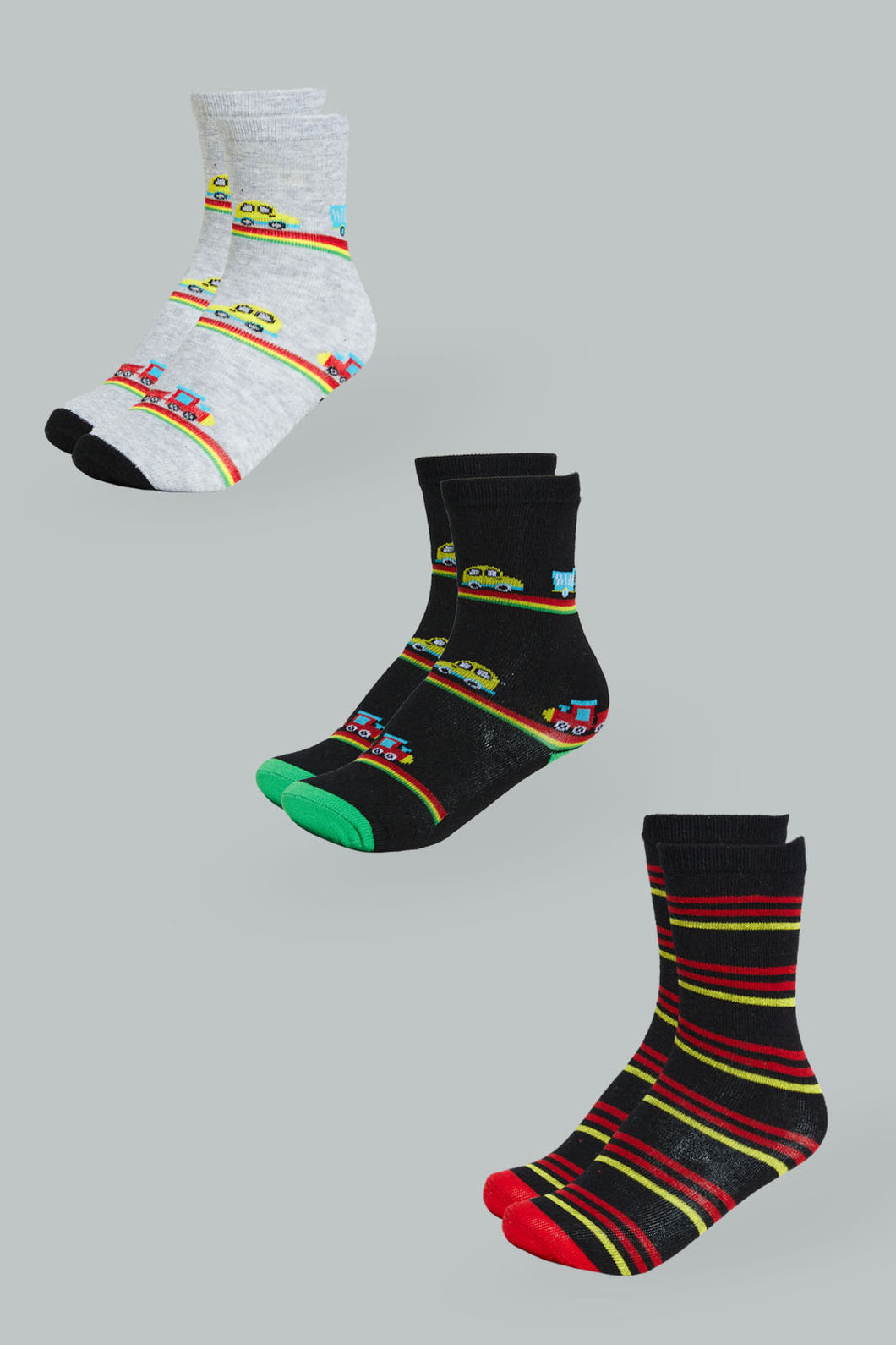 Redtag-Assorted-Long-Length-Car-Socks-(Pack-of-3)-365,-Boys-Socks,-Colour:Assorted,-ESS,-Filter:Boys-(2-to-8-Yrs),-New-In,-New-In-BOY,-Non-Sale,-Section:Kidswear-Boys-