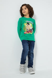 Redtag-Green-Jungle-Book-Long-Sleeve-T-Shirt-Boys-T-Shirts,-Character,-Colour:Green,-Filter:Boys-(2-to-8-Yrs),-New-In,-New-In-BOY,-Non-Sale,-Section:Kidswear,-TBL,-W21B-Boys-2 to 8 Years