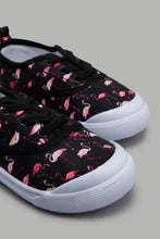 Load image into Gallery viewer, Redtag-Black-Flamingo-Print-Pump-Pumps-Infant-Girls-1 to 3 Years
