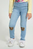 Redtag-Light-Wash-Pull-On-Jegging-With-Knee-Patch-Jeggings-Girls-2 to 8 Years