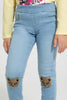 Redtag-Light-Wash-Pull-On-Jegging-With-Knee-Patch-Jeggings-Girls-2 to 8 Years