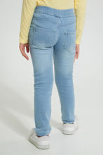 تنزيل الصورة على معرض الصور، Redtag-Light-Wash-Pull-On-Jegging-With-Knee-Patch-Jeggings-Girls-2 to 8 Years
