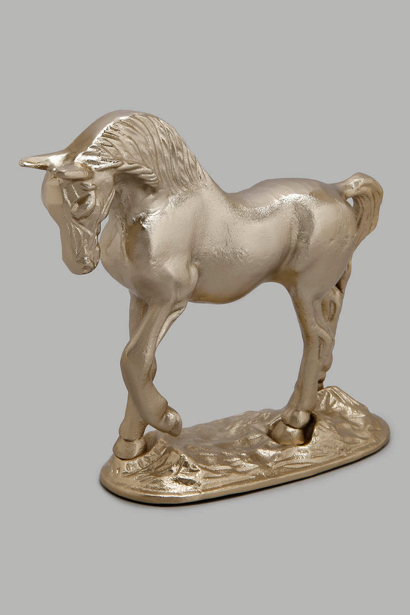 Redtag-Gold-Metal-Horse-Sculpture-Colour:Gold,-Filter:Home-Decor,-HMW-HOM-Artefact,-HOM-PHANTASMAGORIA-1,-New-In,-New-In-HMW-HOM,-Non-Sale,-Section:Homewares,-W21B-Home-Decor-