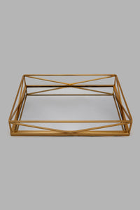 Redtag-Gold-Metal-Mirrored-Square-Tray-Colour:Gold,-Filter:Home-Decor,-HMW-HOM-Bath-Ensembles,-HOM-PAST-MODERN-3/15,-New-In,-New-In-HMW-HOM,-Non-Sale,-Section:Homewares,-W21B-Home-Decor-0