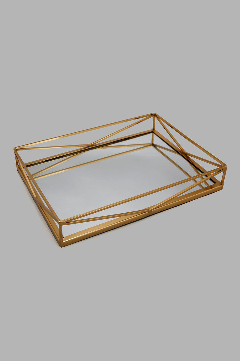 Redtag-Gold-Metal-Mirrored-Square-Tray-Colour:Gold,-Filter:Home-Decor,-HMW-HOM-Bath-Ensembles,-HOM-PAST-MODERN-3/15,-New-In,-New-In-HMW-HOM,-Non-Sale,-Section:Homewares,-W21B-Home-Decor-0