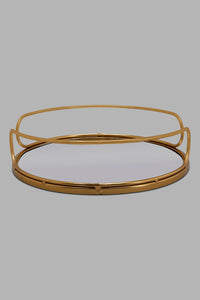 Redtag-Gold-Metal-Mirrored-Round-Tray-Colour:Gold,-Filter:Home-Decor,-HMW-HOM-Bath-Ensembles,-HOM-PAST-MODERN-2/18,-New-In,-New-In-HMW-HOM,-Non-Sale,-Section:Homewares,-W21B-Home-Decor-0