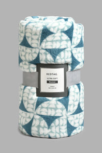 Redtag-Teal-Geometric-Print-Ultra-Soft-Blanket-(Single-Size)-Blankets-Home-Bedroom-