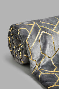 Redtag-Grey-Geometric-Foil-Print-Ultra-Soft-Blanket-(Single-Size)-Blankets-Home-Bedroom-