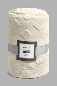 Redtag-Beige-Geometric-Print-With-Glitter-Ultra-Soft-Blanket-(Double-Size)-Blankets-Home-Bedroom-