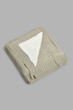 Load image into Gallery viewer, Redtag-Beige-Knit/Sherpa-Reversible-Throw-BED-PHANTASMAGORIA-3,-Colour:Beige,-Filter:Home-Bedroom,-HMW-BED-Throws,-New-In,-New-In-HMW-BED,-Non-Sale,-Section:Homewares,-W21B-Home-Bedroom-
