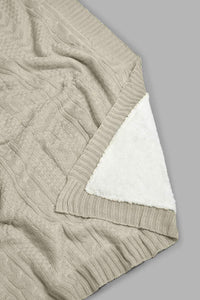 Redtag-Beige-Knit/Sherpa-Reversible-Throw-BED-PHANTASMAGORIA-3,-Colour:Beige,-Filter:Home-Bedroom,-HMW-BED-Throws,-New-In,-New-In-HMW-BED,-Non-Sale,-Section:Homewares,-W21B-Home-Bedroom-