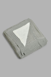 Redtag-Grey-Knit/Sherpa-Reversible-Throw-BED-PHANTASMAGORIA-3,-Colour:Grey,-Filter:Home-Bedroom,-HMW-BED-Throws,-New-In,-New-In-HMW-BED,-Non-Sale,-Section:Homewares,-W21B-Home-Bedroom-