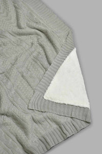 Redtag-Grey-Knit/Sherpa-Reversible-Throw-BED-PHANTASMAGORIA-3,-Colour:Grey,-Filter:Home-Bedroom,-HMW-BED-Throws,-New-In,-New-In-HMW-BED,-Non-Sale,-Section:Homewares,-W21B-Home-Bedroom-