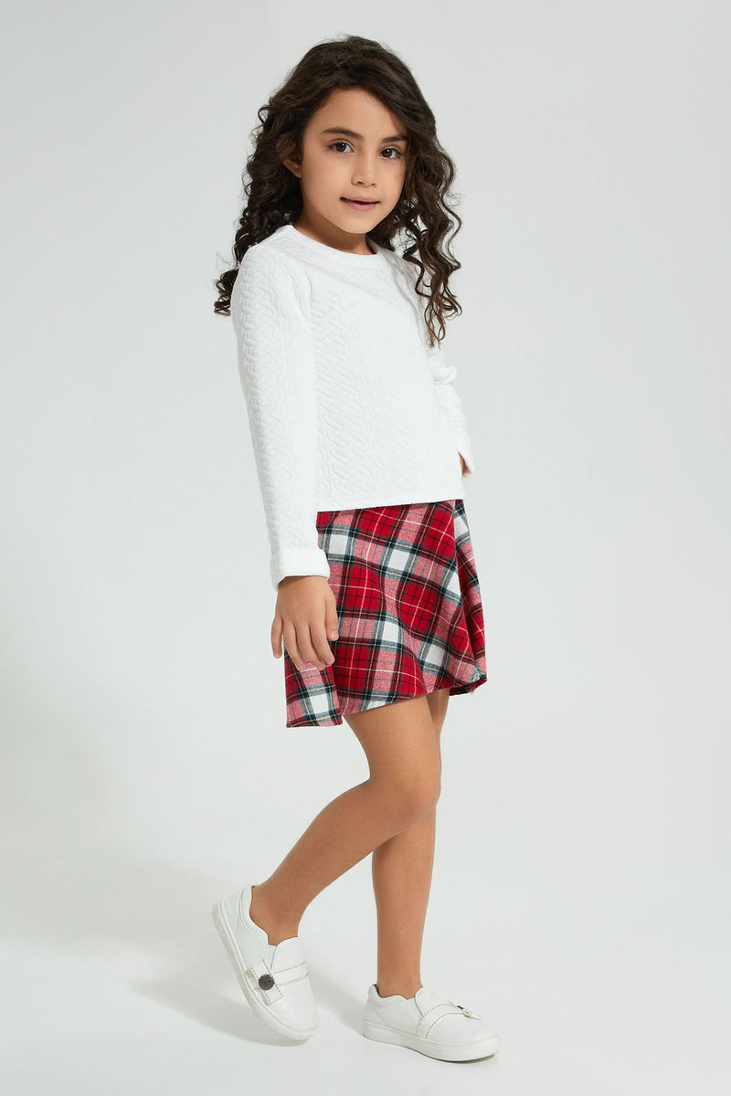 Redtag-Assorted-Checkered-Jaquard-Dress-Dresses-Girls-2 to 8 Years