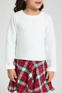 Redtag-Assorted-Checkered-Jaquard-Dress-Dresses-Girls-2 to 8 Years