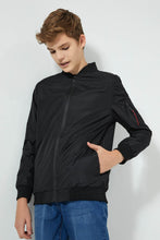 Load image into Gallery viewer, Redtag-Black-Bomber-Jacket-BSR-Jackets,-Colour:Black,-Filter:Senior-Boys-(9-to-14-Yrs),-New-In,-New-In-BSR,-Non-Sale,-Section:Kidswear,-W21B-Senior-Boys-9 to 14 Years
