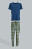 Redtag-Navy-T-Shirt-With-Flannel-Pyjama-Set-Colour:Navy,-Filter:Men's-Clothing,-Men-Pyjama-Sets,-New-In,-New-In-Men,-Non-Sale,-Section:Men,-W21B-Men's-