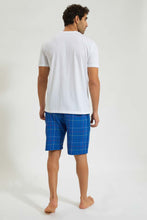 تنزيل الصورة على معرض الصور، Redtag-White-T-Shirt-With-Flannel-Shorts-Set-Colour:White,-Filter:Men&#39;s-Clothing,-Men-Pyjama-Sets,-New-In,-New-In-Men,-Non-Sale,-Section:Men,-W21B-Men&#39;s-
