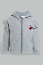 تنزيل الصورة على معرض الصور، Redtag-Grey-Frilled-Shoulder-Jog-Suit-Jog-Sets-Infant-Girls-3 to 24 Months
