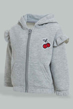 تنزيل الصورة على معرض الصور، Redtag-Grey-Frilled-Shoulder-Jog-Suit-Jog-Sets-Infant-Girls-3 to 24 Months
