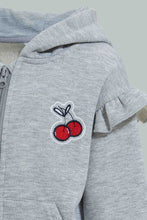 تنزيل الصورة على معرض الصور، Redtag-Grey-Frilled-Shoulder-Jog-Suit-Jog-Sets-Infant-Girls-3 to 24 Months
