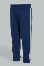 تنزيل الصورة على معرض الصور، Redtag-Navy-Jogsuit-With-Tape-At-Sleeves-Jog-Sets-Infant-Girls-3 to 24 Months
