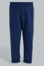 تنزيل الصورة على معرض الصور، Redtag-Navy-Jogsuit-With-Tape-At-Sleeves-Jog-Sets-Infant-Girls-3 to 24 Months
