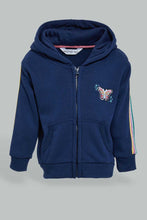 تنزيل الصورة على معرض الصور، Redtag-Navy-Jogsuit-With-Tape-At-Sleeves-Jog-Sets-Infant-Girls-3 to 24 Months
