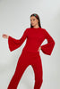 Redtag-Red-Ribbed-Top-With-Flared-Sleeves-Celebrity-Tops,-Colour:Red,-Filter:Women's-Clothing,-New-In,-New-In-LDC,-Non-Sale,-S22A,-Section:Women,-TBL-Women's-