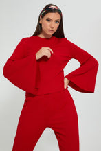 تنزيل الصورة على معرض الصور، Redtag-Red-Ribbed-Top-With-Flared-Sleeves-Celebrity-Tops,-Colour:Red,-Filter:Women&#39;s-Clothing,-New-In,-New-In-LDC,-Non-Sale,-S22A,-Section:Women,-TBL-Women&#39;s-
