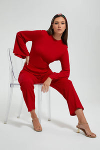 Redtag-Red-Textured-Wide-Leg-Pant-Celebrity-Trousers,-Colour:Red,-Filter:Women's-Clothing,-New-In,-New-In-LDC,-Non-Sale,-S22A,-Section:Women,-TBL-Women's-