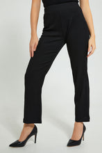 تنزيل الصورة على معرض الصور، Redtag-Black-Textured-Wide-Leg-Pant-Trousers-Women&#39;s-0
