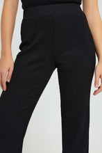 تنزيل الصورة على معرض الصور، Redtag-Black-Textured-Wide-Leg-Pant-Trousers-Women&#39;s-0
