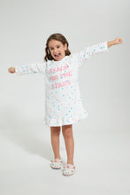 Load image into Gallery viewer, Redtag-White-Flannel-Fleece-Printed-Nightshirt-Nightshirts-Girls-2 to 8 Years
