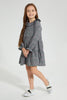 Redtag-Assorted-Check-Tiered-Dress-With-Collar-Dresses-Girls-2 to 8 Years