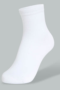 Redtag-White-4Pk-Plain-Crew-Socks-Full-Length-Girls-2 to 8 Years