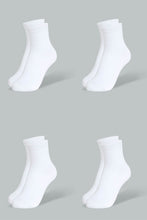 Load image into Gallery viewer, Redtag-White-4Pk-Plain-Crew-Socks-Full-Length-Girls-2 to 8 Years
