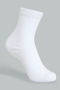 Redtag-White-4Pk-Plain-Crew-Socks-Full-Length-Girls-2 to 8 Years