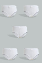 Load image into Gallery viewer, Redtag-White-5-Pc-Pack-1X1-Rib-Plain-Briefs-Boxers-Girls-2 to 8 Years
