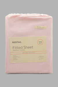 Redtag-Pink-Cotton-Fitted-Sheet-
(Single-Size)-Fitted-Sheets-Home-Bedroom-