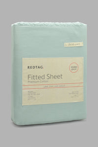 Redtag-Teal-Cotton-Fitted-Sheet-(Double-Size)-Fitted-Sheets-Home-Bedroom-