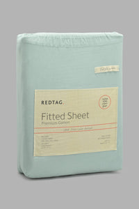 Redtag-Teal-Cotton-Fitted-Sheet-(Super-King-Size)-Fitted-Sheets-Home-Bedroom-
