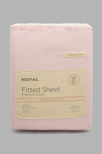 Redtag-Pink-Cotton-Fitted-Sheet-(Super-King-Size)-Fitted-Sheets-Home-Bedroom-