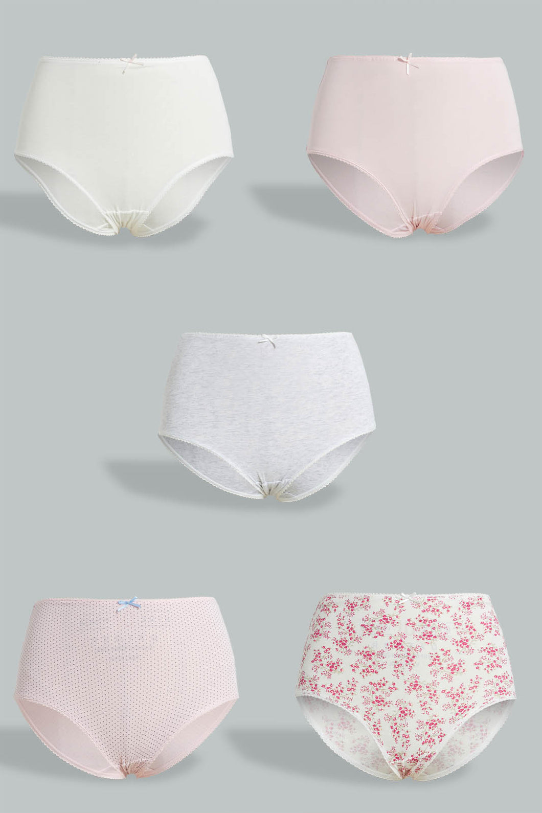 Redtag-Assorted-Print/Plain-Mama-Briefs-(5-Pack)-365,-Colour:Assorted,-Filter:Women's-Clothing,-New-In,-New-In-Women,-Non-Sale,-Section:Women,-Women-Briefs-Women's-