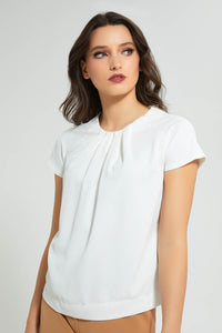 Redtag-White-Textured-Blouse-Blouses-Women's-0