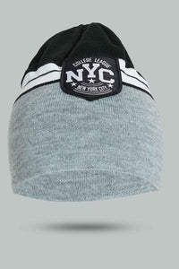 Redtag-Grey-And-Black-Knitted-Cap-Beanies-Men's-