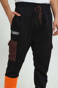 Redtag-Black-Cargo-Jogger-Joggers-Men's-