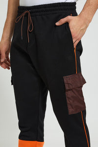 Redtag-Black-Cargo-Jogger-Joggers-Men's-