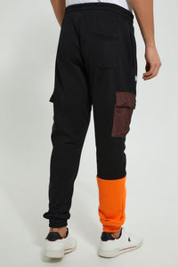 Redtag-Black-Cargo-Jogger-Joggers-Men's-