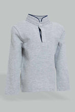 Load image into Gallery viewer, Redtag-Grey-Mandarin-Collared-Long-Sleeve-Pique-Polo-Colour:Grey,-Filter:Infant-Boys-(3-to-24-Mths),-Infant-Boys-T-Shirts,-New-In,-New-In-INB,-Non-Sale,-Section:Kidswear,-W21B-Infant-Boys-3 to 24 Months
